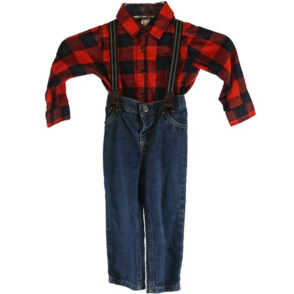 Carter's Matching Sets Carters Boys Outfit Jeans Suspenders Ls